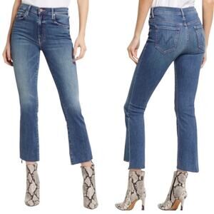 MOTHER The Insider Crop Step Fray Jeans in Walking on Coals, Size 24